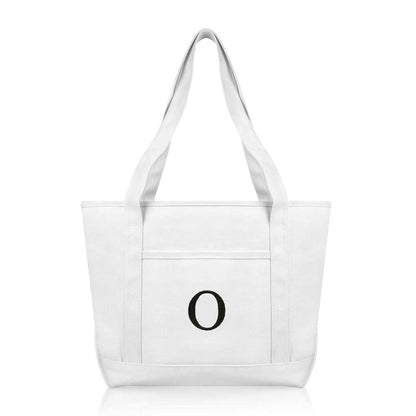 Dalix Medium Personalized Tote Bag Monogrammed Initial Letter - O