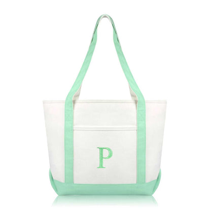 Dalix Medium Personalized Tote Bag Monogrammed Initial Letter - P