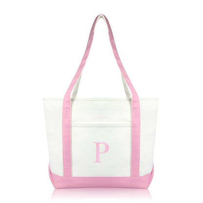 Dalix Medium Personalized Tote Bag Monogrammed Initial Letter - P