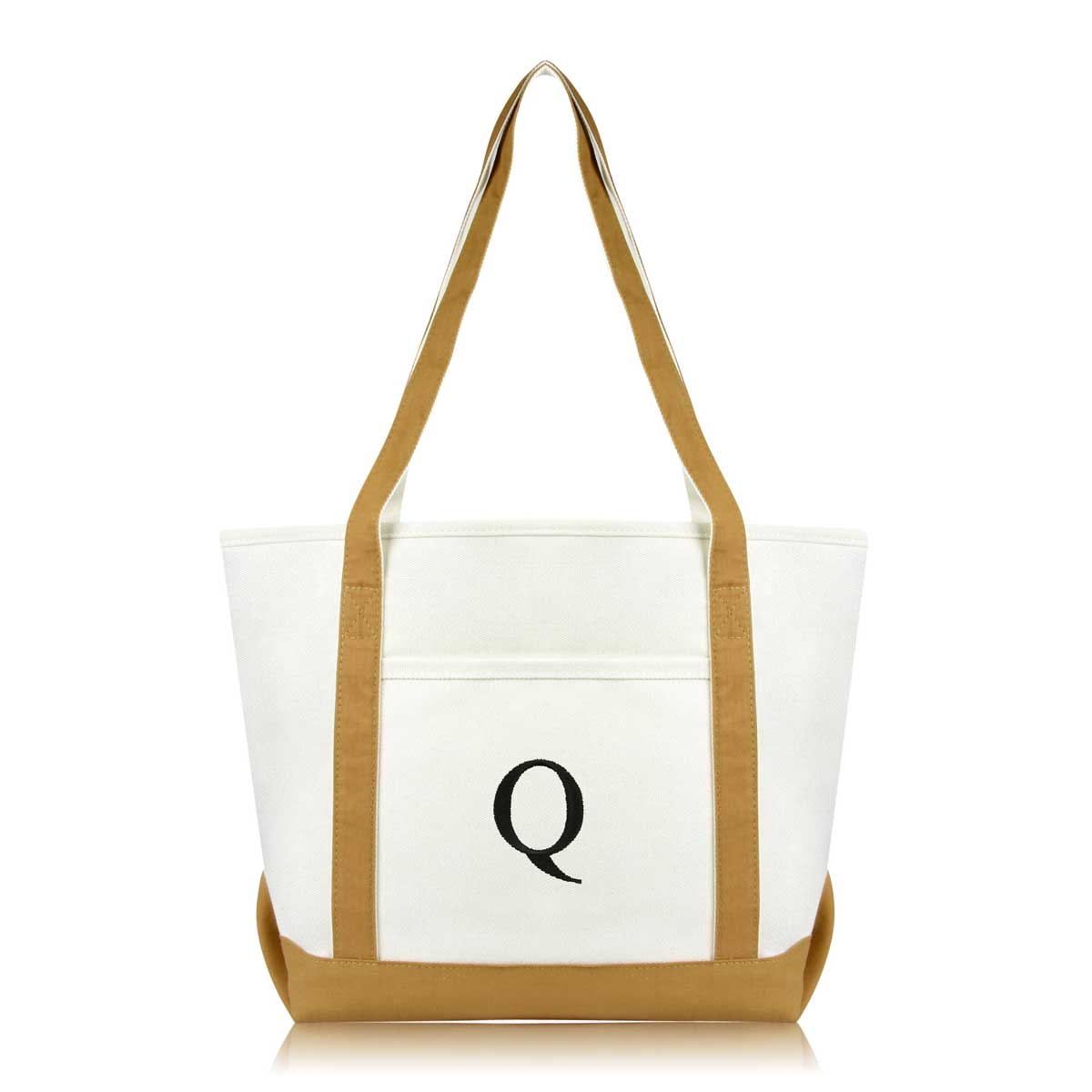 Dalix Medium Personalized Tote Bag Monogrammed Initial Letter - Q