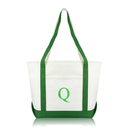 Dalix Medium Personalized Tote Bag Monogrammed Initial Letter - Q