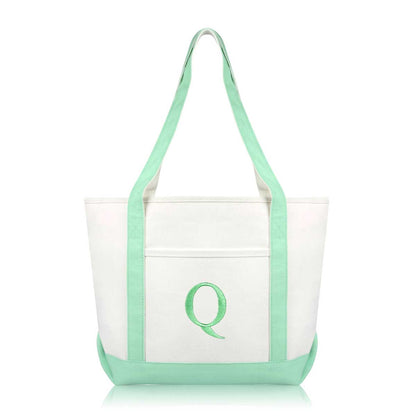 Dalix Medium Personalized Tote Bag Monogrammed Initial Letter - Q