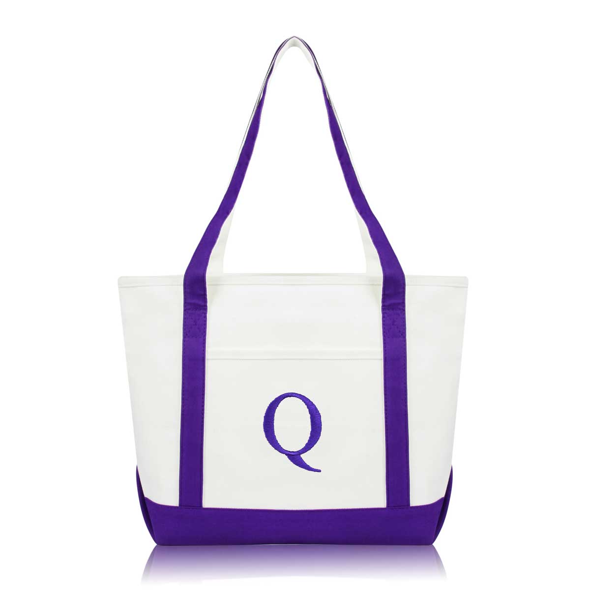 Dalix Medium Personalized Tote Bag Monogrammed Initial Letter - Q
