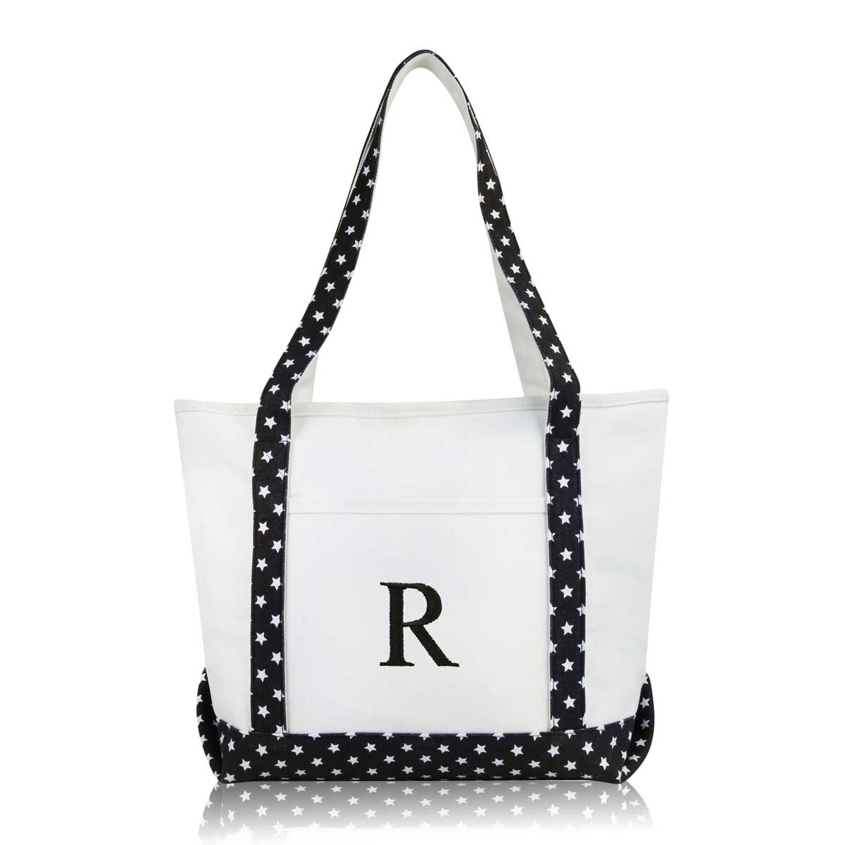 Dalix Medium Personalized Tote Bag Monogrammed Initial Letter - R