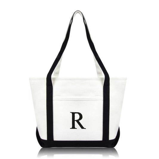 Dalix Medium Personalized Tote Bag Monogrammed Initial Letter - R