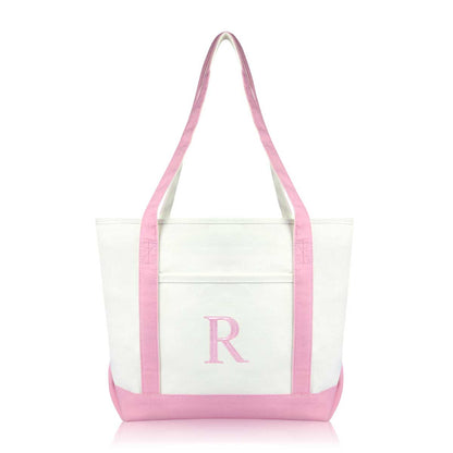 Dalix Medium Personalized Tote Bag Monogrammed Initial Letter - R