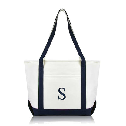 Dalix Medium Personalized Tote Bag Monogrammed Initial Letter - S