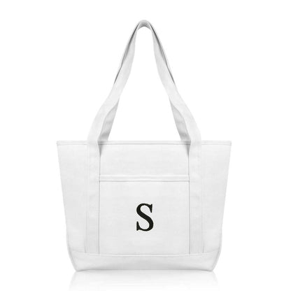 Dalix Medium Personalized Tote Bag Monogrammed Initial Letter - S