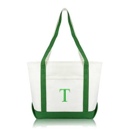 Dalix Medium Personalized Tote Bag Monogrammed Initial Letter - T