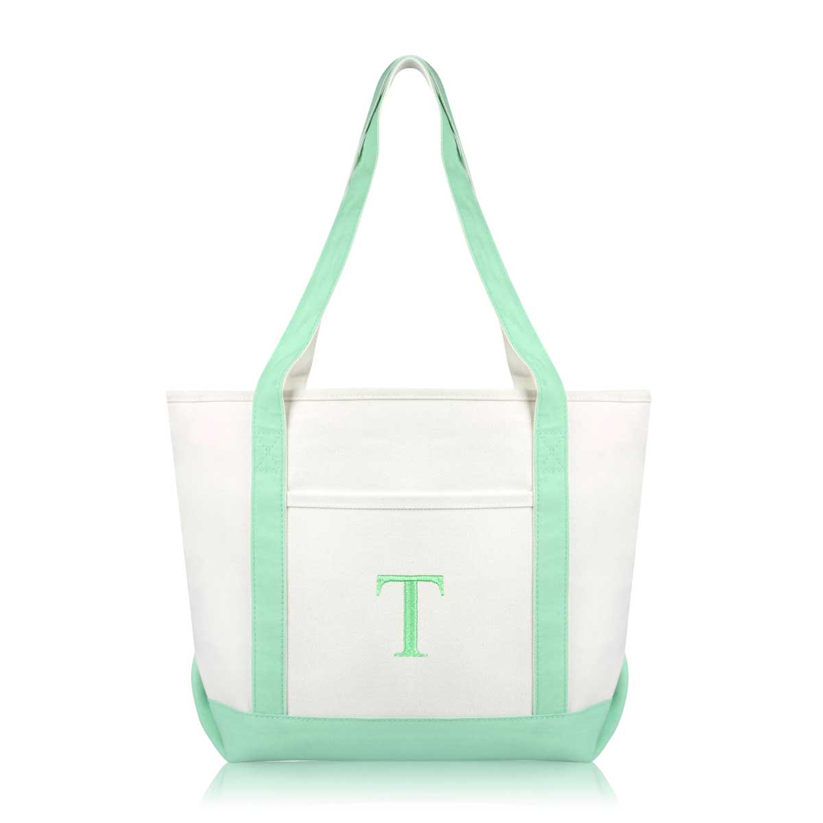Dalix Medium Personalized Tote Bag Monogrammed Initial Letter - T