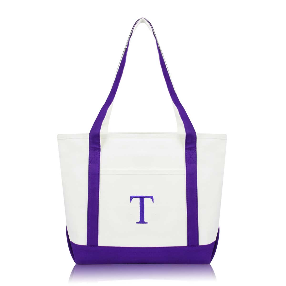 Dalix Medium Personalized Tote Bag Monogrammed Initial Letter - T