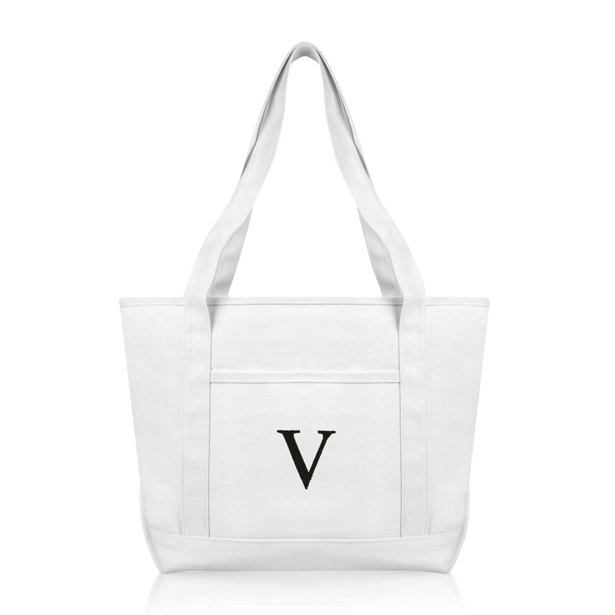 Dalix Medium Personalized Tote Bag Monogrammed Initial Letter - V