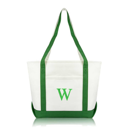 Dalix Medium Personalized Tote Bag Monogrammed Initial Letter - W