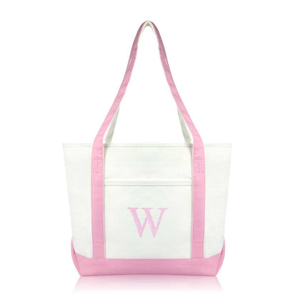 Dalix Medium Personalized Tote Bag Monogrammed Initial Letter - W