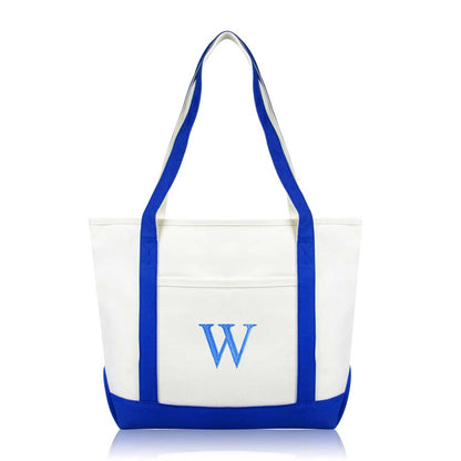 Dalix Medium Personalized Tote Bag Monogrammed Initial Letter - W