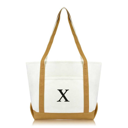 Dalix Medium Personalized Tote Bag Monogrammed Initial Letter - X