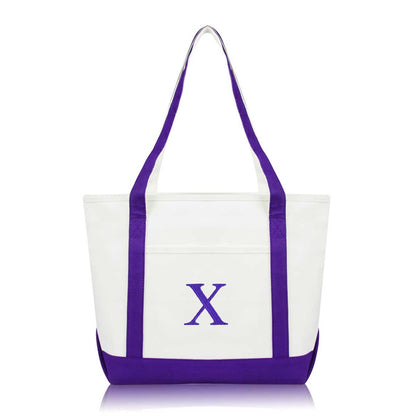 Dalix Medium Personalized Tote Bag Monogrammed Initial Letter - X