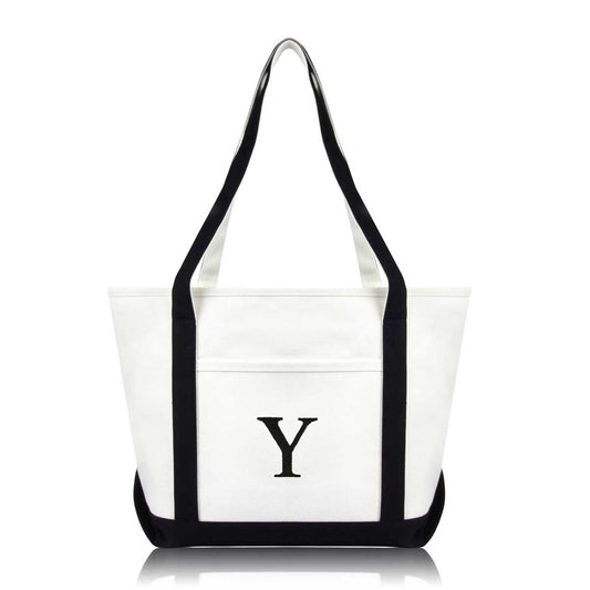 Dalix Medium Personalized Tote Bag Monogrammed Initial Letter - Y