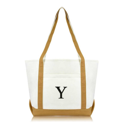 Dalix Medium Personalized Tote Bag Monogrammed Initial Letter - Y