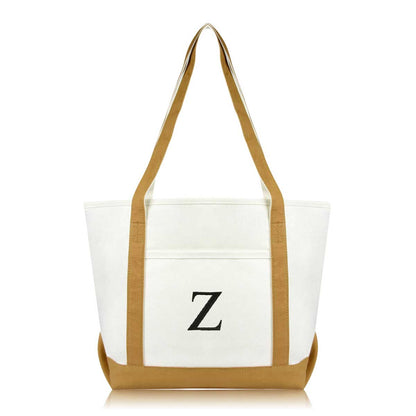 Dalix Medium Personalized Tote Bag Monogrammed Initial Letter - Z