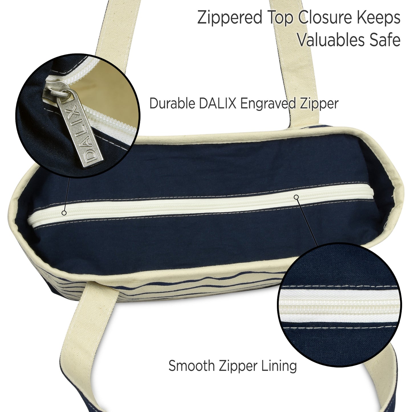 Dalix Striped D-Initial Tote Bag Womens Ballent Letter D