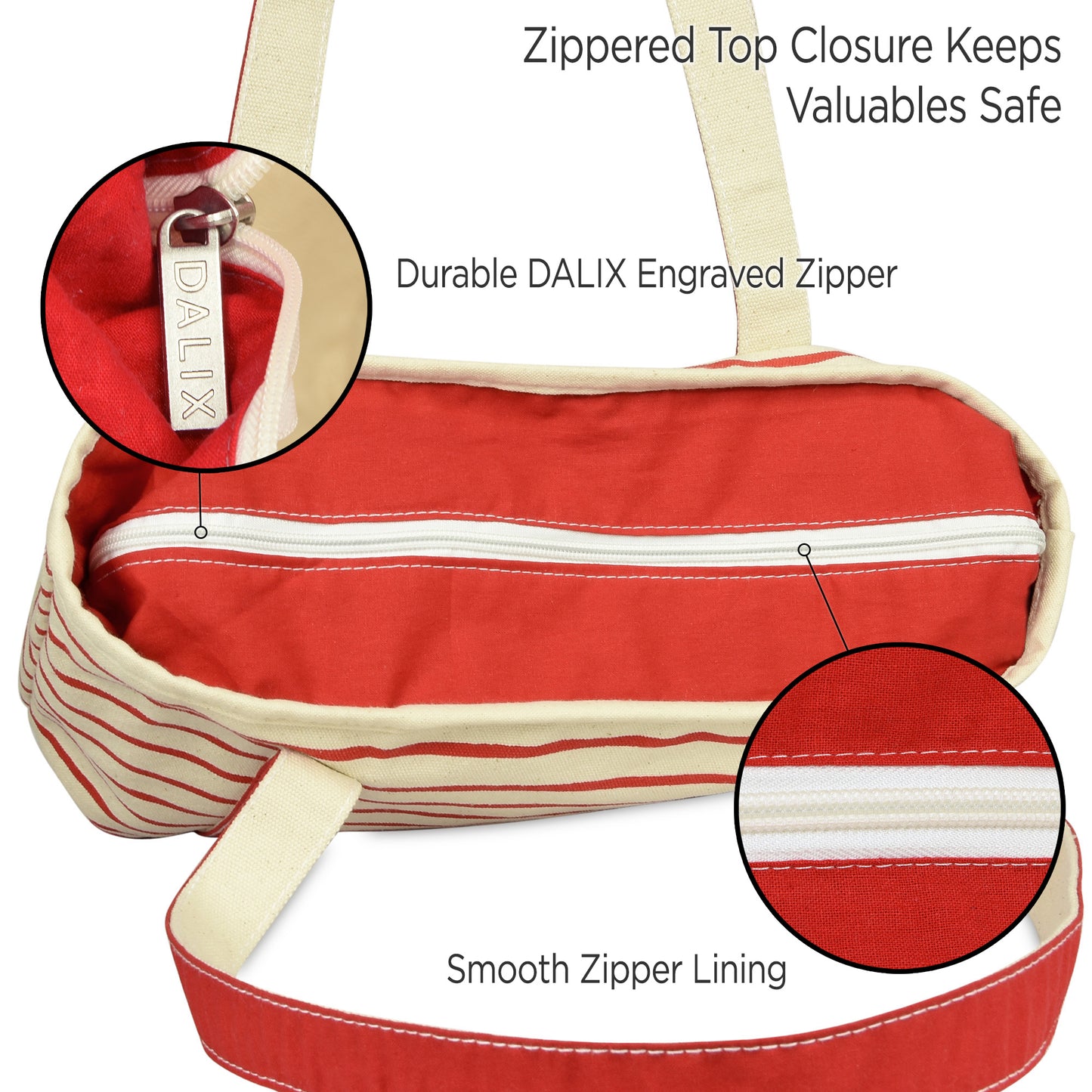 Dalix Striped D-Initial Tote Bag Womens Ballent Letter D