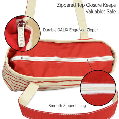 Dalix Striped D-Initial Tote Bag Womens Ballent Letter D