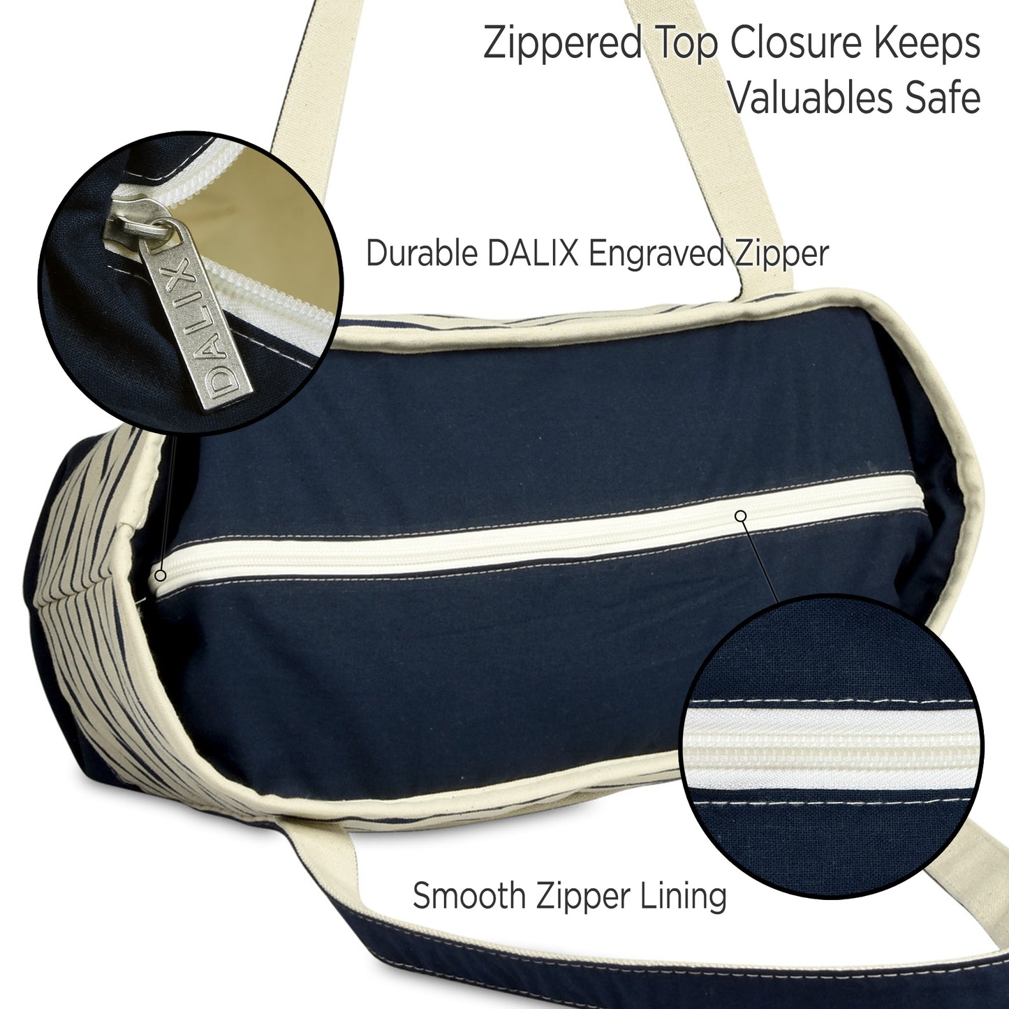 Dalix Striped D-Initial Tote Bag Womens Ballent Letter D