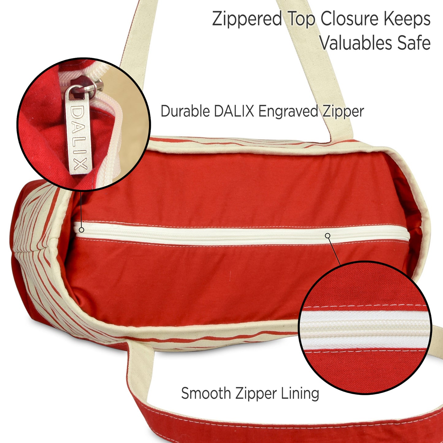 Dalix Striped D-Initial Tote Bag Womens Ballent Letter D