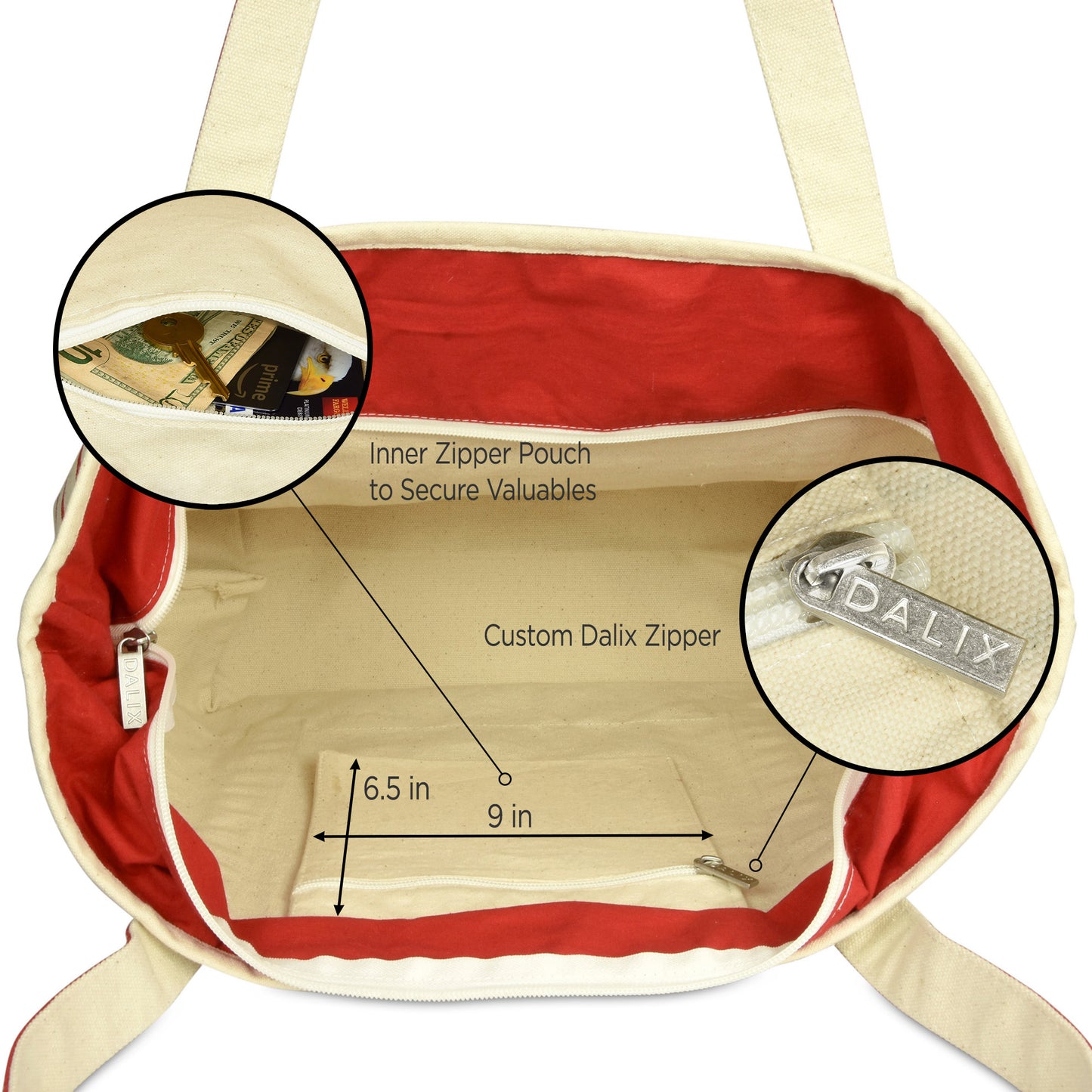 Dalix Striped D-Initial Tote Bag Womens Ballent Letter D