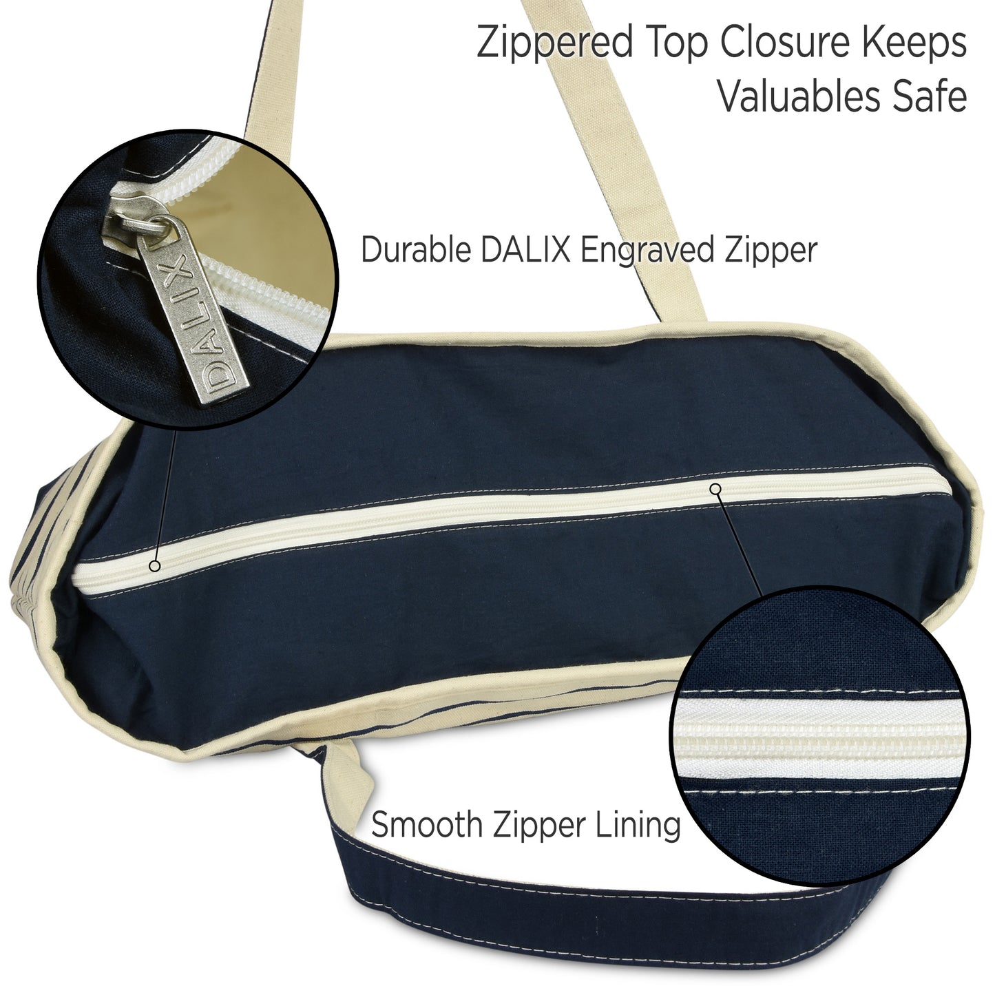Dalix Striped D-Initial Tote Bag Womens Ballent Letter D