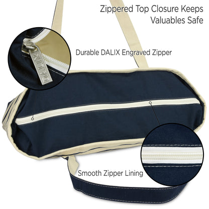 Dalix Striped D-Initial Tote Bag Womens Ballent Letter D