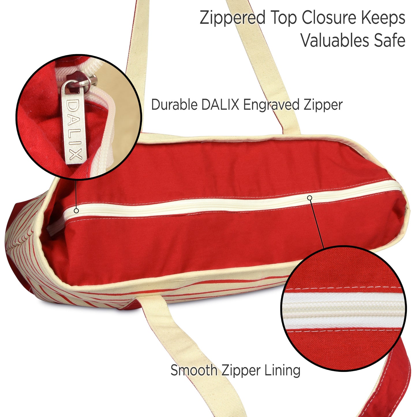 Dalix Striped D-Initial Tote Bag Womens Ballent Letter D
