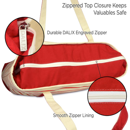 Dalix Striped D-Initial Tote Bag Womens Ballent Letter D