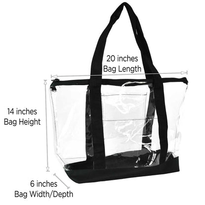 Dalix Clear Shopping Bag Security Work Tote Shoulder Bag Womens Handbag in Black Trim