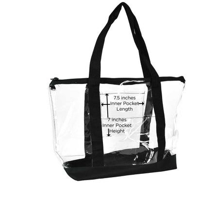 Dalix Clear Shopping Bag Security Work Tote Shoulder Bag Womens Handbag in Black Trim
