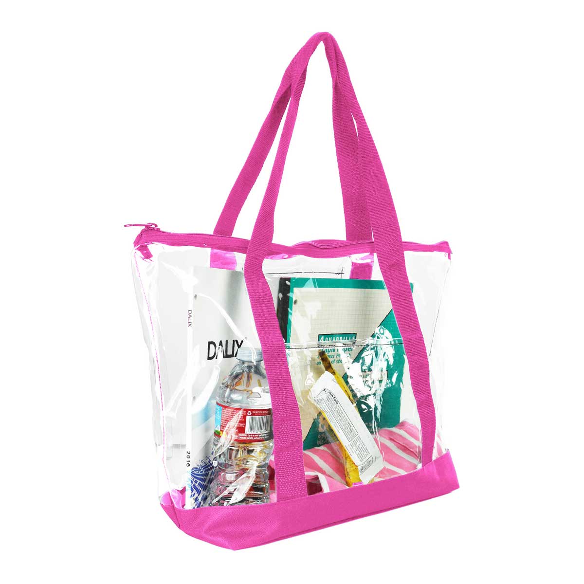 pink transparent tote bag