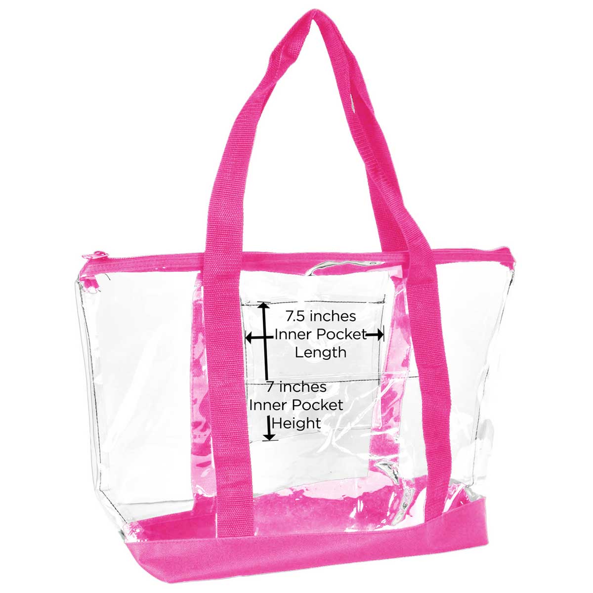 PINK Medium Clear Tote Bag with Interior Pocket