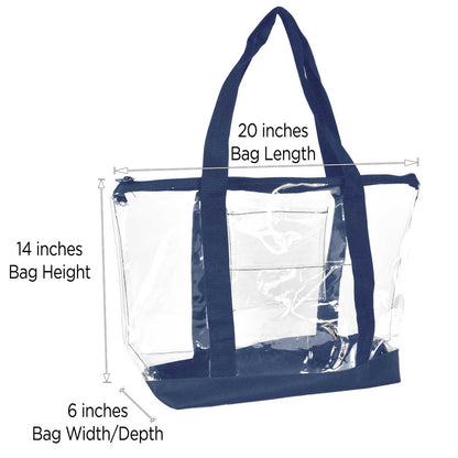 Dalix Clear Shopping Bag Security Work Tote Shoulder Bag Womens Handbag in Black Trim