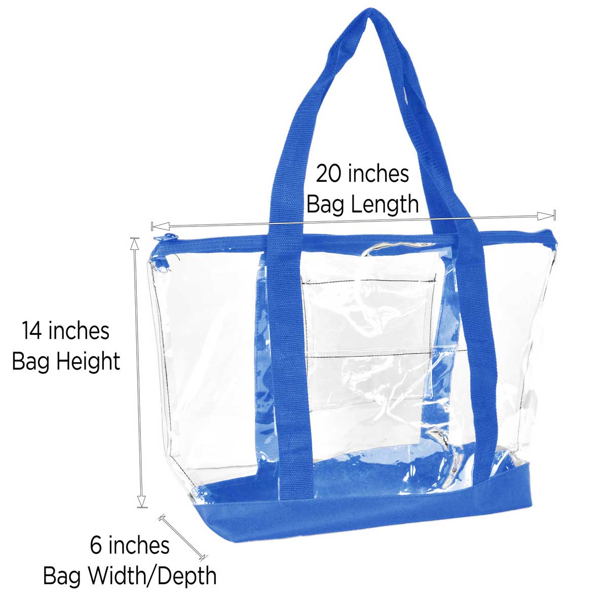 Dalix Clear Shopping Bag Security Work Tote Shoulder Bag Womens Handbag in Black Trim