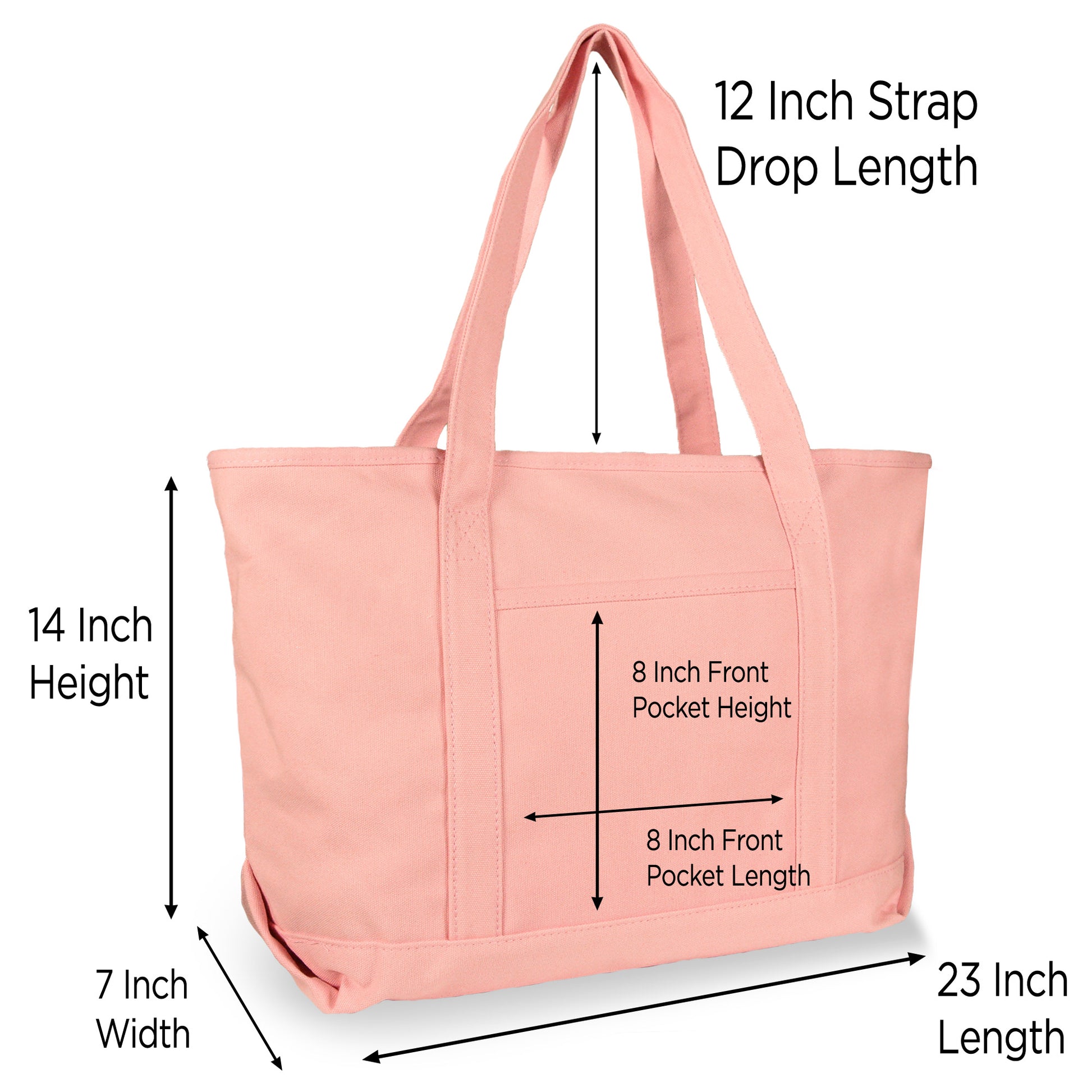 Dalix Women's Cotton Canvas Tote Bag Large Shoulder Bags Pink Monogram A-Z S