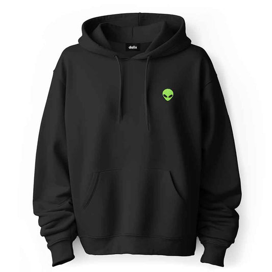 Dalix Alien Embroidered Fleece Zip Hoodie Cold Fall Winter Mens in Black 2XL XX-Large