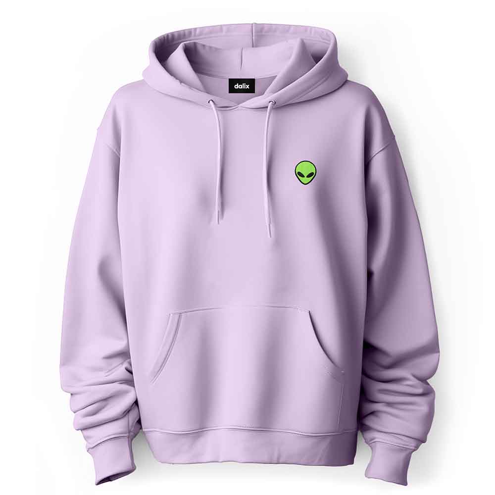 Dalix Alien Embroidered Fleece Zip Hoodie Cold Fall Winter Mens in Orchid 2XL XX-Large