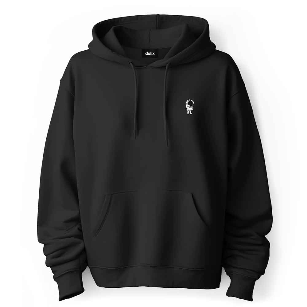 Dalix Astronaut Embroidered Fleece Zip Hoodie Cold Fall Winter Mens in Black 2XL XX-Large