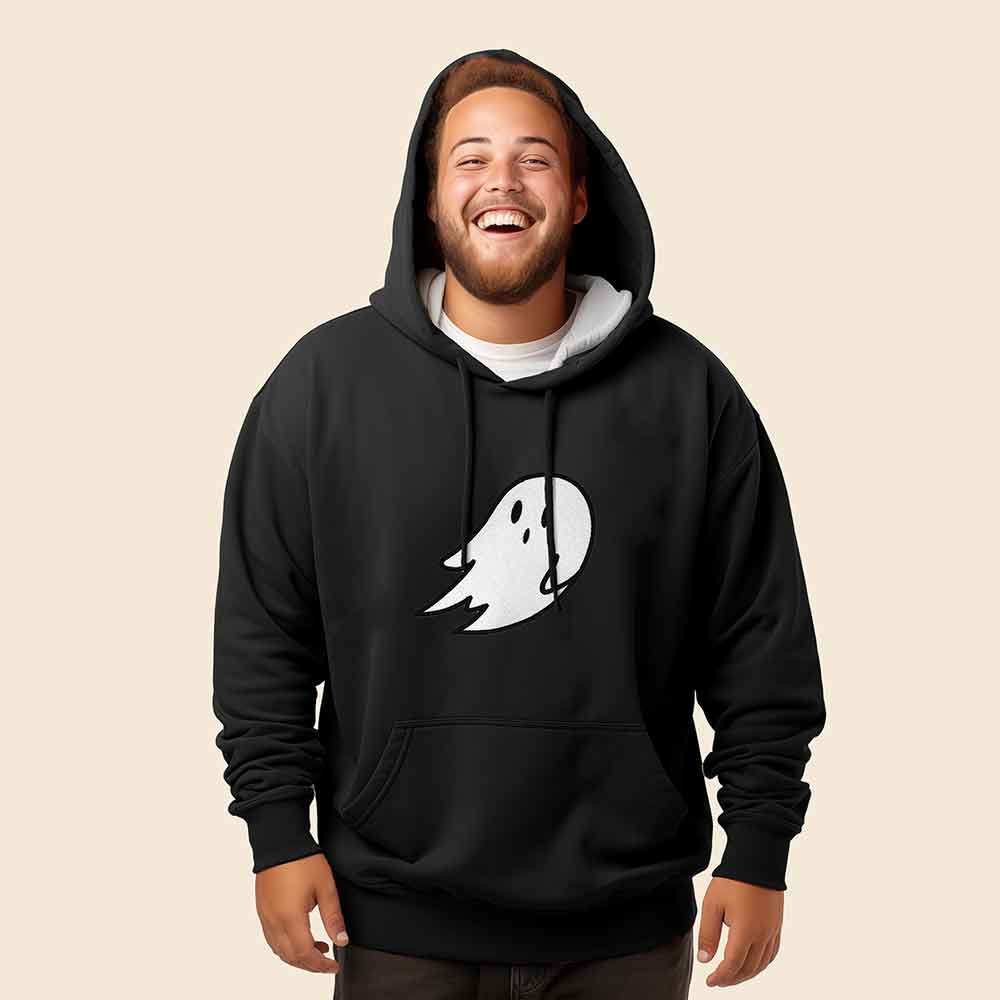 Dalix Giant Ghost Embroidered Hoodie Soft Fleece Hood Sweatshirt Mens in Gold M Medium