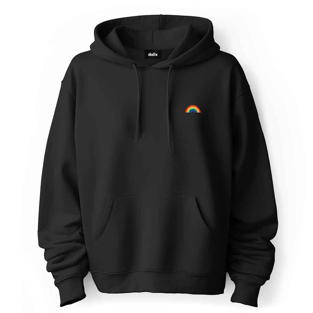 Dalix Rainbow Embroidered Fleece Zip Hoodie Cold Fall Winter Mens in Black 2XL XX-Large