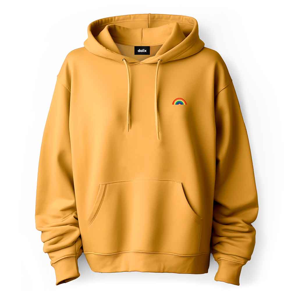 Dalix Rainbow Embroidered Fleece Zip Hoodie Cold Fall Winter Mens in Gold 2XL XX-Large