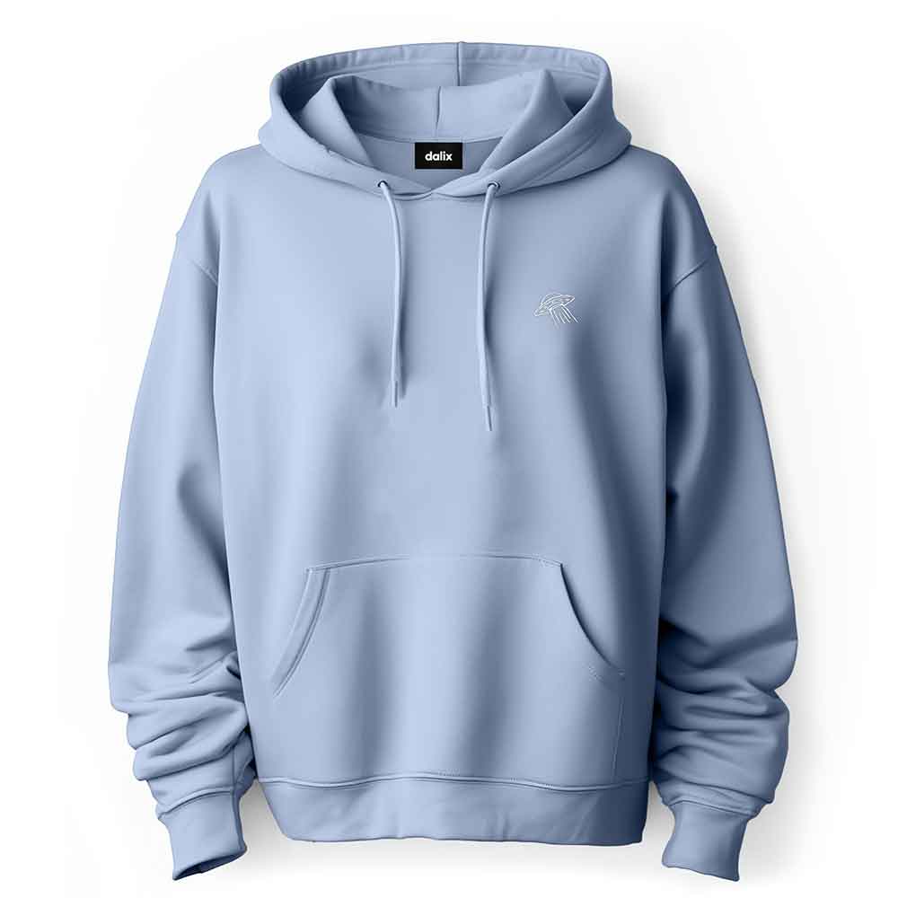 Dalix UFO Embroidered Fleece Zip Hoodie Cold Fall Winter Mens in Light Blue 2XL XX-Large