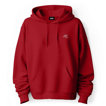Dalix UFO Embroidered Fleece Zip Hoodie Cold Fall Winter Mens in Red 2XL XX-Large
