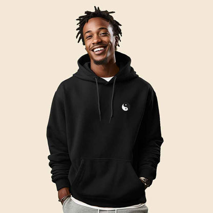 Dalix Yin Yang Embroidered Fleece Zip Hoodie Cold Fall Winter Mens in Black 2XL XX-Large